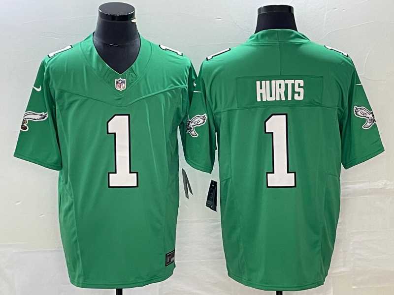 Men%27s Philadelphia Eagles #1 Jalen Hurts Green 2023 FUSE Vapor Limited Throwback Stitched Jersey->philadelphia eagles->NFL Jersey